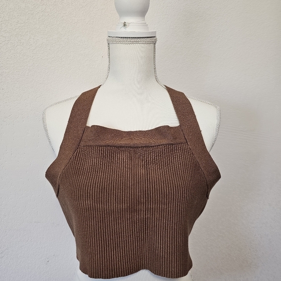 House of Harlow 1960 Brown Cross Back Crop Top Women's Size XL NWT - Picture 10 of 11